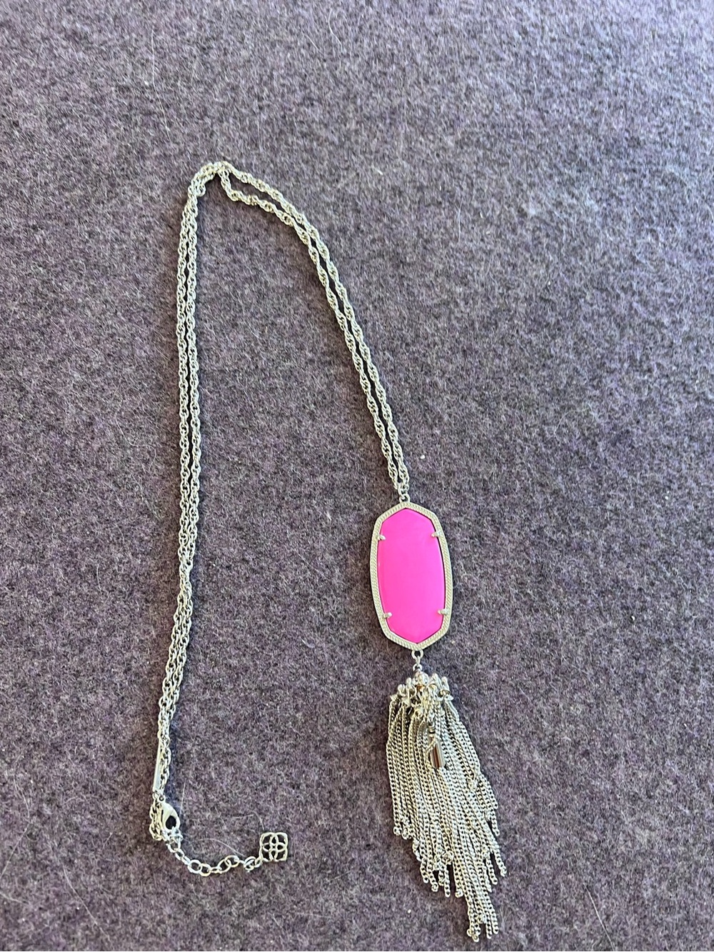 Kendra Scott Rayne Silver Pink Tassel Necklace